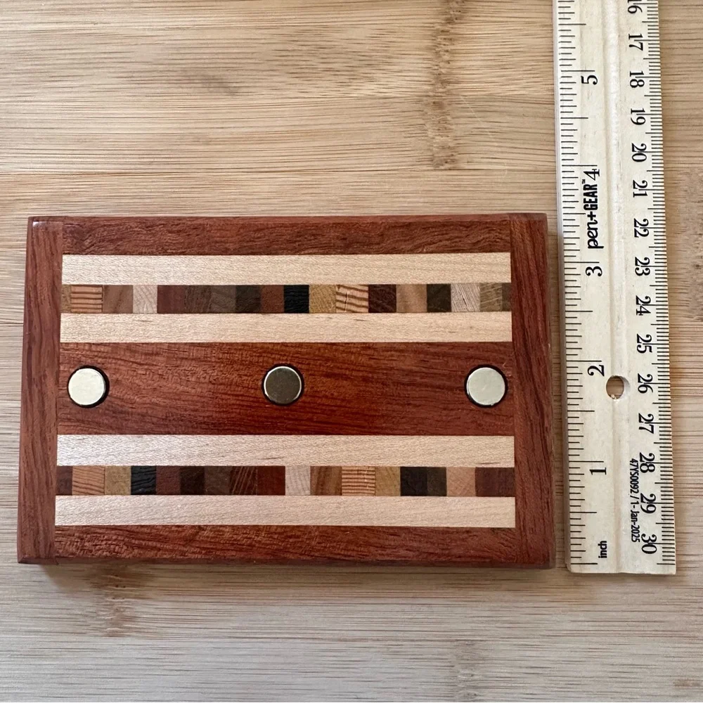 Natural Renaissance Handmade Wood Magnetic Key Holder Wall Mount USA Inlay